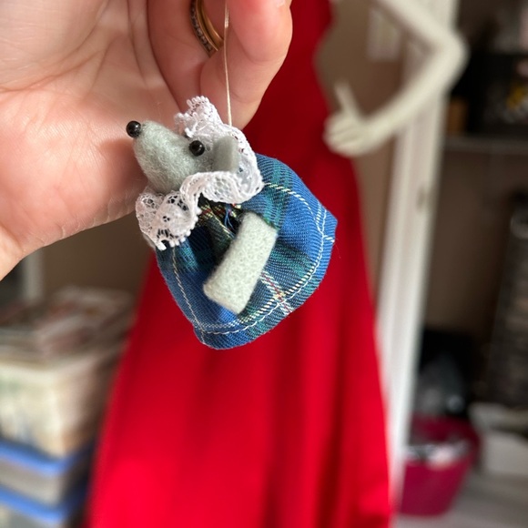 4/$50 felted handmade Plaid Blue Mouse vintage Christmas Ornament 🐭 - Picture 1 of 6